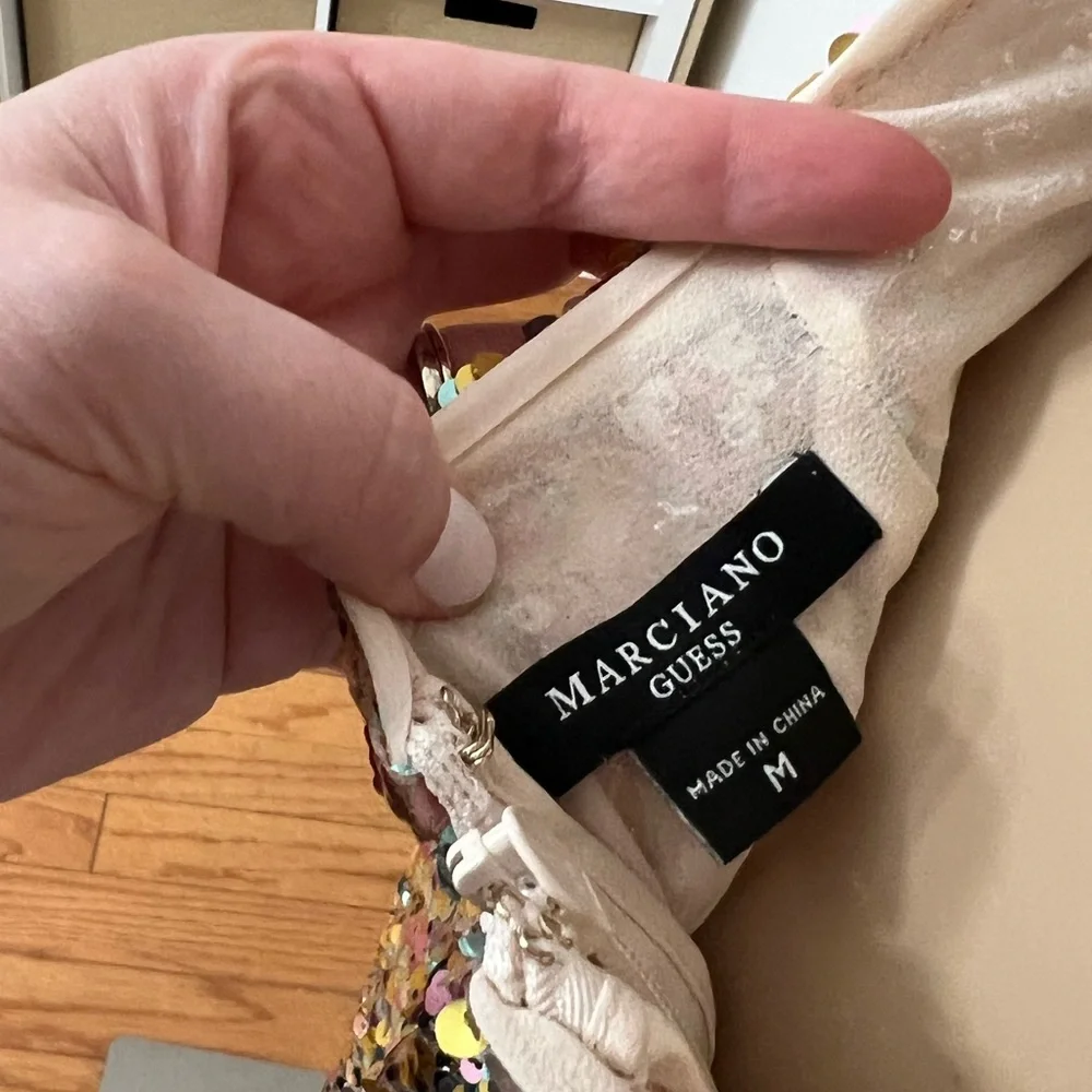 Marciano Limited Edition Shimmering Gold Sequin Halter Gown - Picture 9 of 9